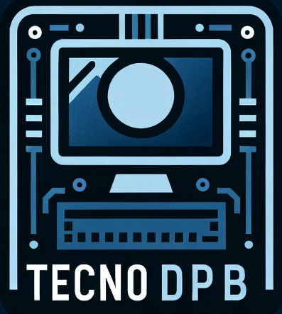 DALL·E 2024-01-16 18.44.35 - Design two minimalist logos for 'TecnoDPB', a computer technical service company, incorporating elements of computer hardware such as a screen, keyboa